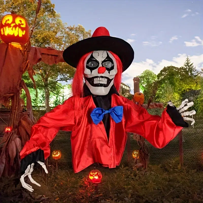 1pc Scary Clown Ground Stake – Red Clown-1