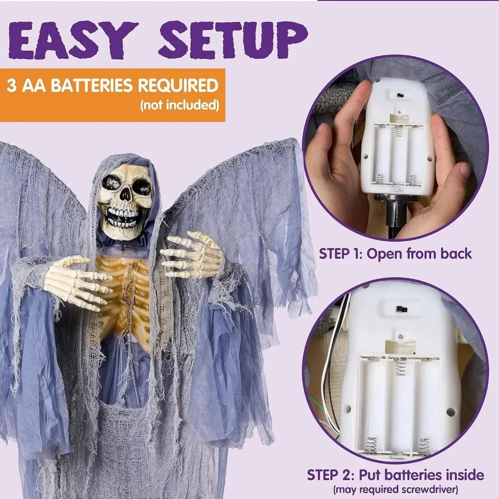 Life Size Grim Reaper Animatronic Halloween Decoration-4