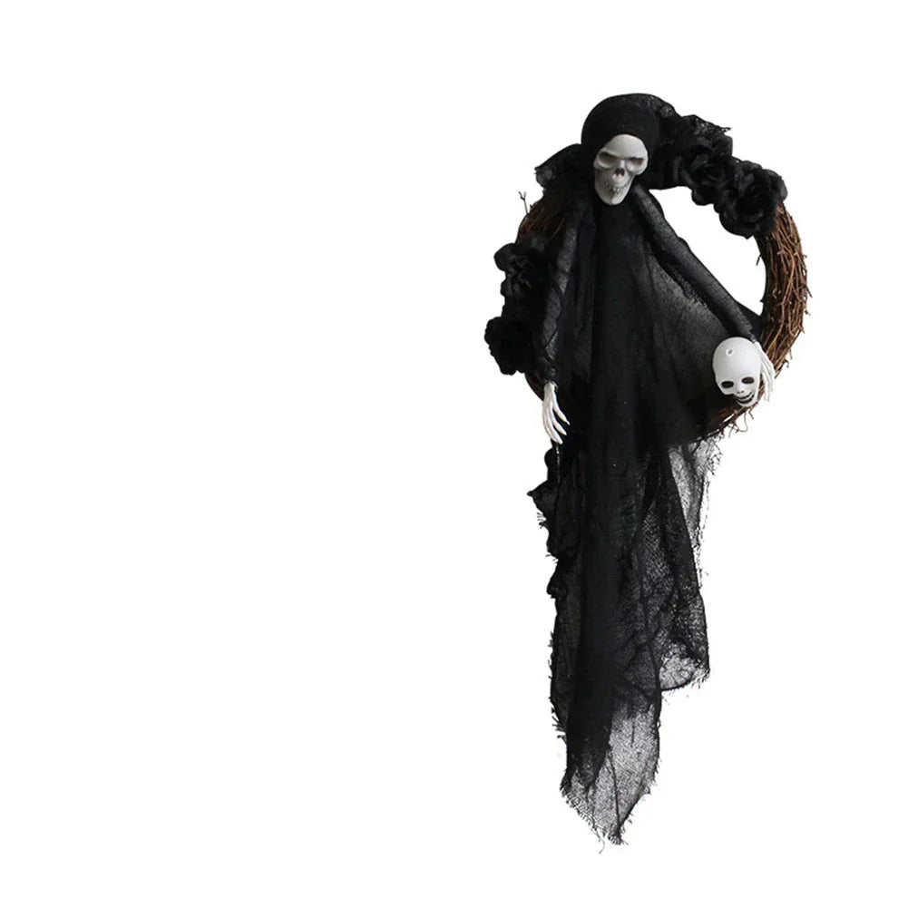 Handmade Halloween Skull Door Wreath-1