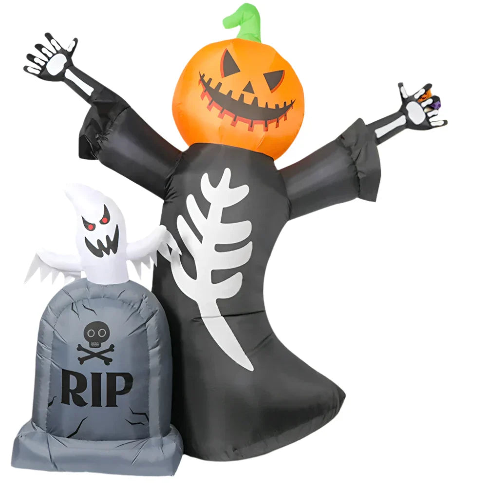 Halloween Pumpkin Skeleton Tombstone Yard Decor-0