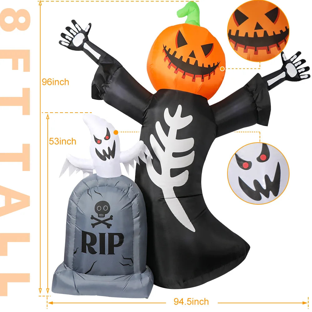 Halloween Pumpkin Skeleton Tombstone Yard Decor-2