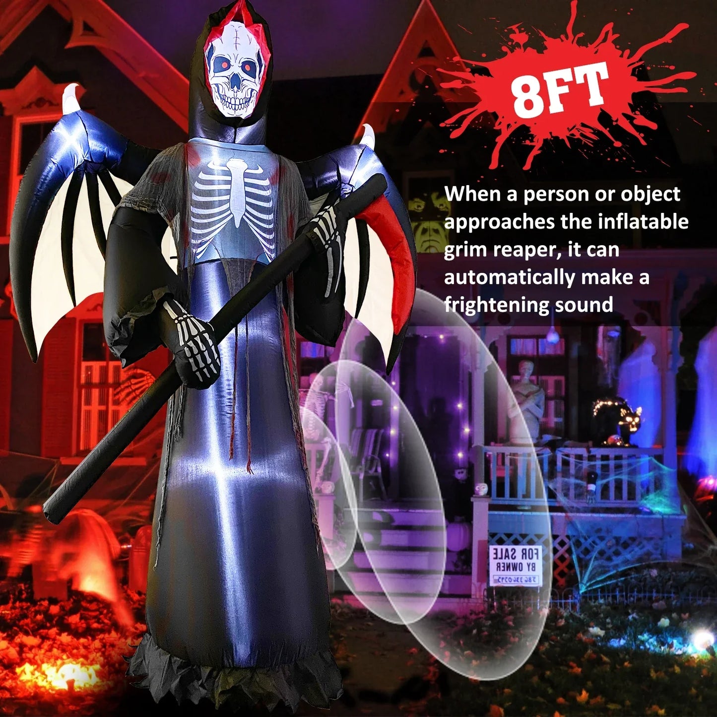 Halloween Inflatable Grim Reaper with Radar Sound Control-2