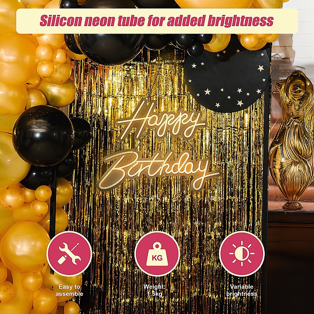 NNEDSZ Happy Birthday Neon Sign Hanging Glowing Party Decoration-4