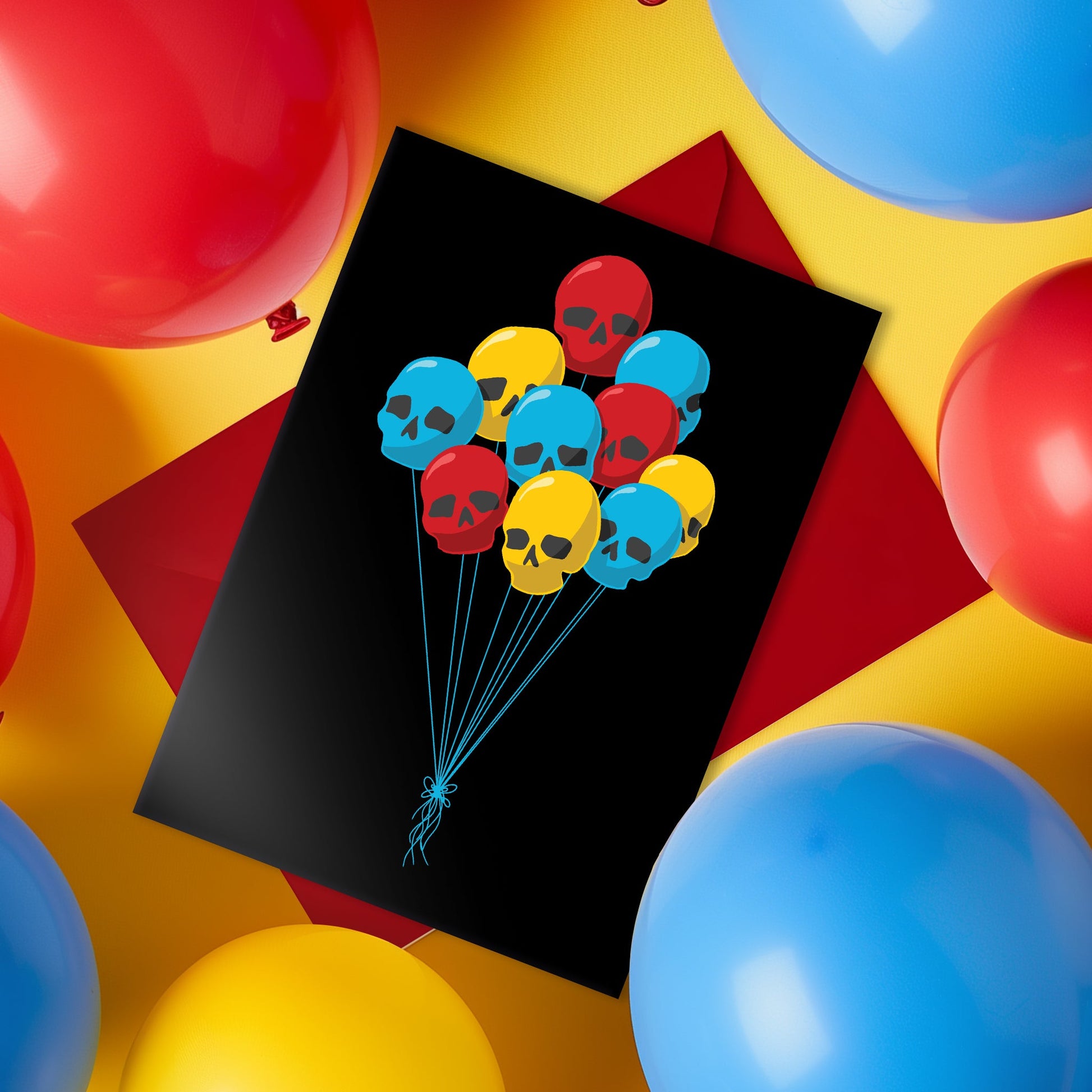 Skull Balloons Birthday Card-0
