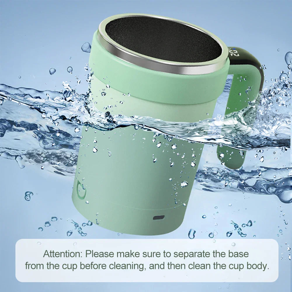 Rechargeable Automatic Magnetic Self-Stirring Mug LED Temp Display Green-3