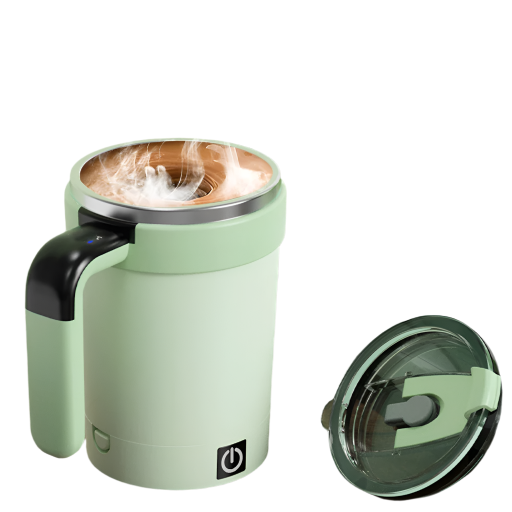 Rechargeable Automatic Magnetic Self-Stirring Mug LED Temp Display Green-0