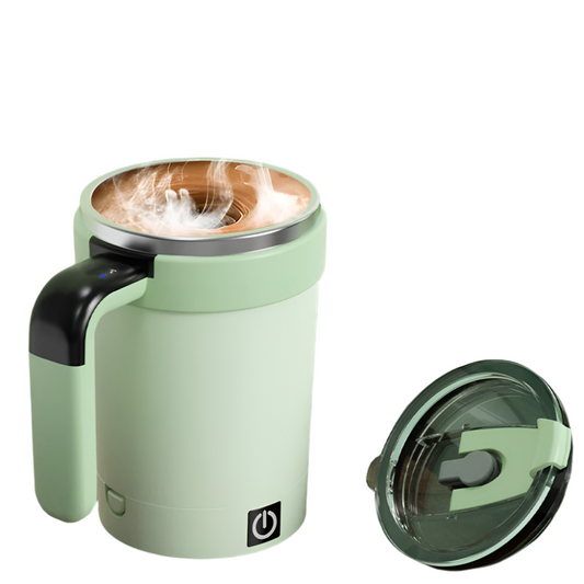 Rechargeable Automatic Magnetic Self-Stirring Mug LED Temp Display Green-0