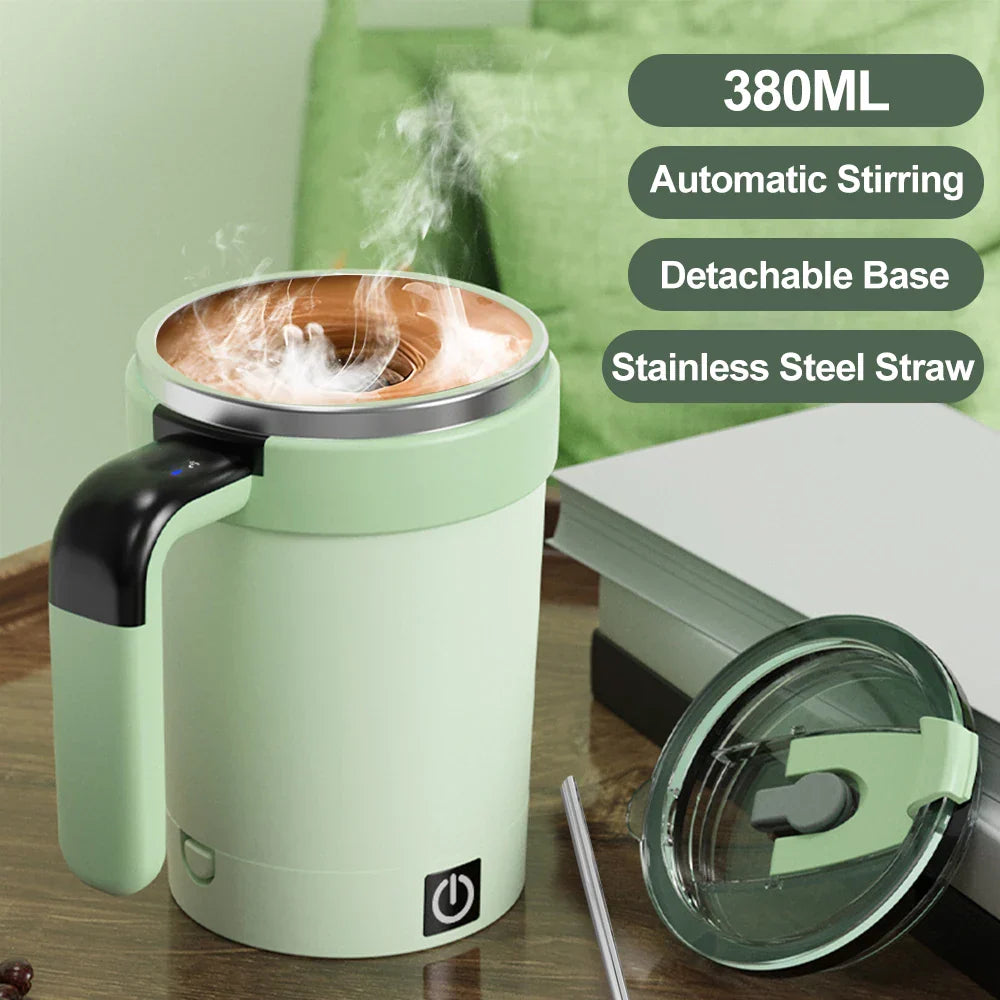 Rechargeable Automatic Magnetic Self-Stirring Mug LED Temp Display Green-4